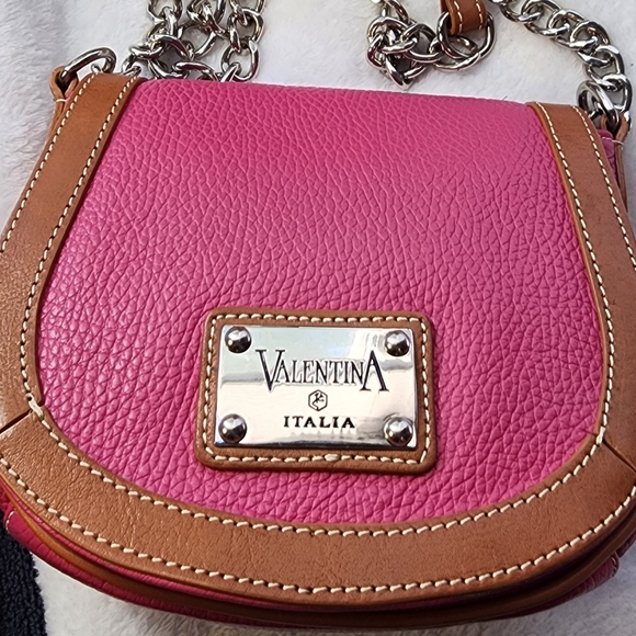 Valentina Handbags - VALENTINA Saddle Leather Shoulder Bag Pink/Tan/Made in Italy EUC